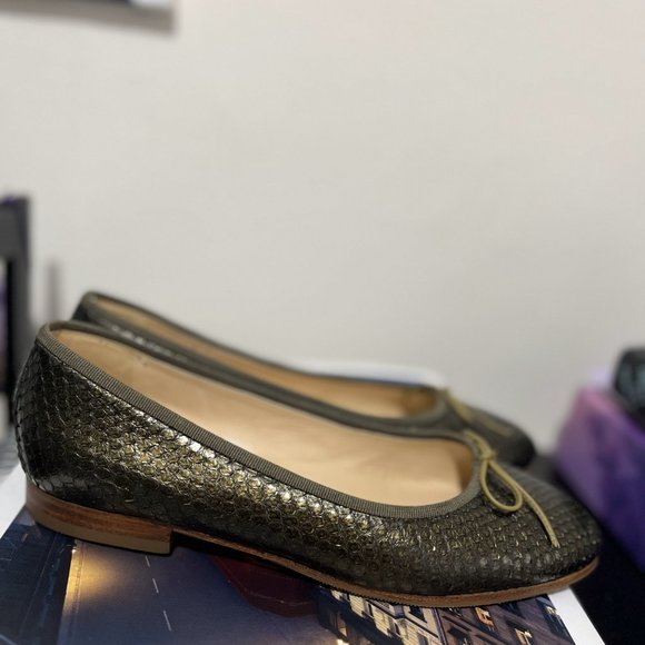 Giorgio's of Palm Beach Luxury Italian Ostrich Leather Ballerinas - Picture 3 of 4